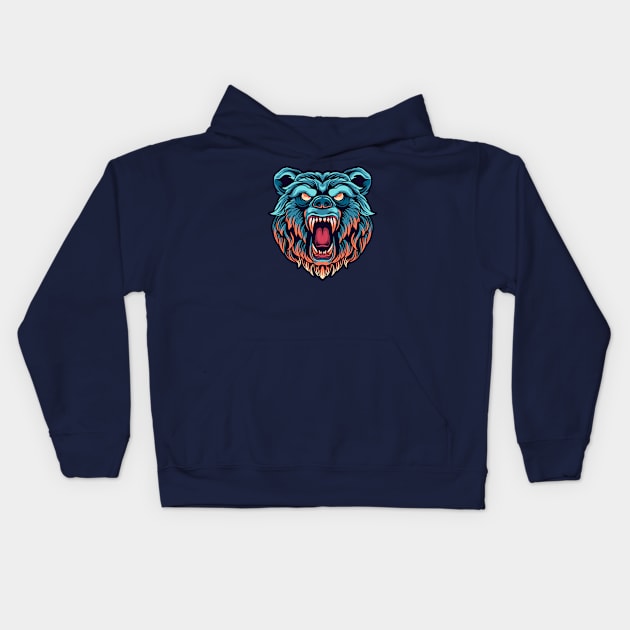 Angry Bear Illustration Kids Hoodie by SLAG_Creative